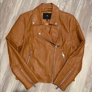 7 For All Mankind Tan Leather Jacket